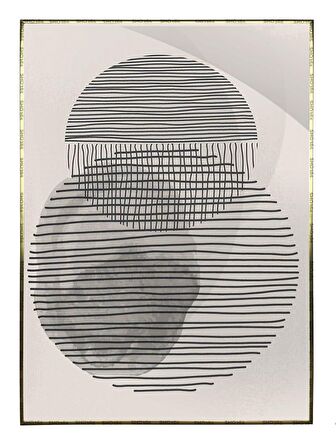 Shop365 Ay Şekiller Siyah Gri Renkler Modern Tablo Çerçeveli P-003390