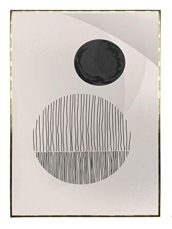 Shop365 Ay Şekiller Siyah Gri Renkler Modern Tablo Çerçeveli P-003391