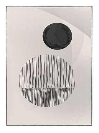 Shop365 Ay Şekiller Siyah Gri Renkler Modern Tablo Çerçeveli P-003391