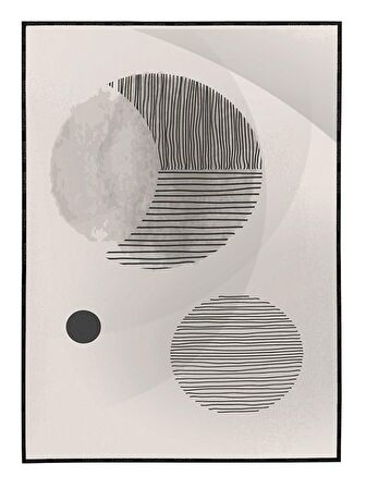 Shop365 Ay Şekiller Siyah Gri Renkler Modern Tablo Çerçeveli P-003392