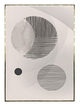 Shop365 Ay Şekiller Siyah Gri Renkler Modern Tablo Çerçeveli P-003392