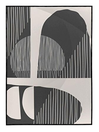 Shop365 Ay ve Şekiller Siyah Gri Renkler Modern Tablo Çerçeveli P-003396