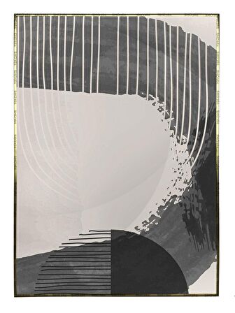 Shop365 Ay ve Şekiller Siyah Gri Renkler Modern Tablo Çerçeveli P-003398