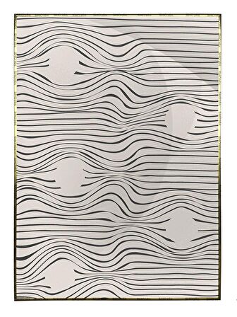 Shop365 Ay ve Çizgiler Siyah Gri Renkler Modern Tablo Çerçeveli P-003401