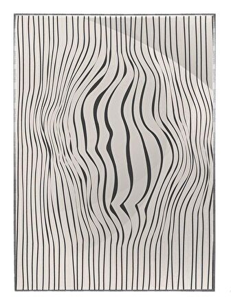 Shop365 Ay ve Çizgiler Siyah Gri Renkler Modern Tablo Çerçeveli P-003402