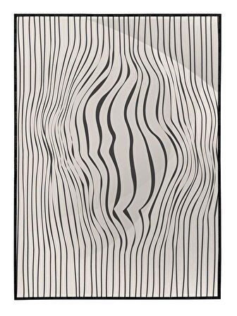 Shop365 Ay ve Çizgiler Siyah Gri Renkler Modern Tablo Çerçeveli P-003402
