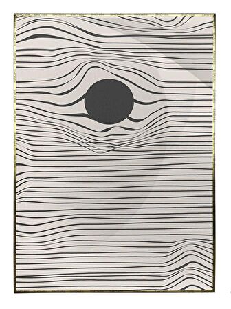 Shop365 Ay ve Çizgiler Siyah Gri Renkler Modern Tablo Çerçeveli P-003404