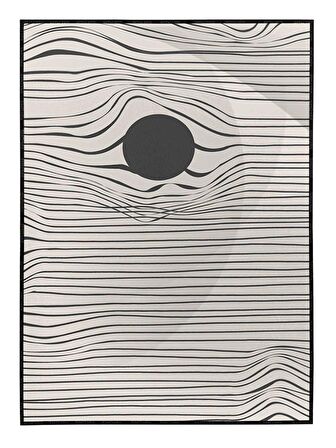 Shop365 Ay ve Çizgiler Siyah Gri Renkler Modern Tablo Çerçeveli P-003404