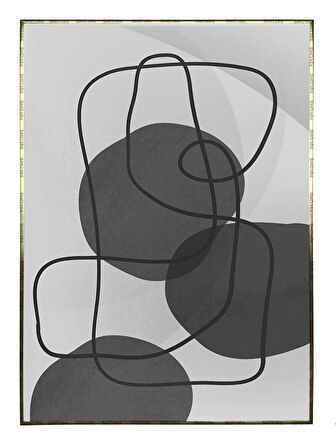 Shop365 Şekiller ve Çizgiler Siyah Gri Renkler Modern Tablo Çerçeveli P-003409