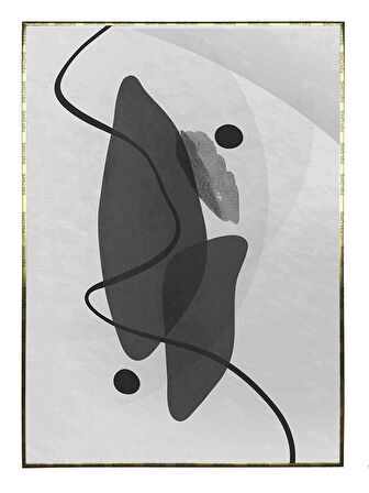 Shop365 Şekiller ve Çizgiler Siyah Gri Renkler Modern Tablo Çerçeveli P-003414