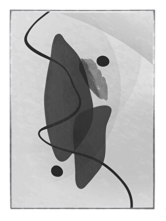 Shop365 Şekiller ve Çizgiler Siyah Gri Renkler Modern Tablo Çerçeveli P-003414