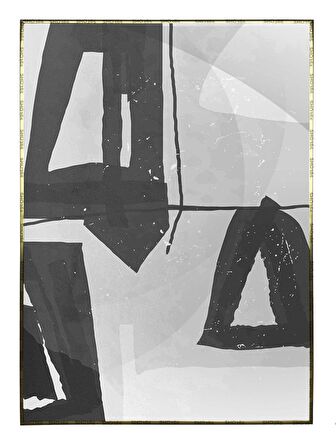 Shop365 Şekiller ve Çizgiler Siyah Gri Renkler Modern Tablo Çerçeveli P-003419