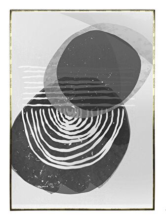 Shop365 Şekiller ve Çizgiler Siyah Gri Renkler Modern Tablo Çerçeveli P-003422