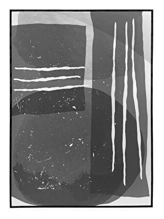 Shop365 Şekiller ve Çizgiler Siyah Gri Renkler Modern Tablo Çerçeveli P-003424