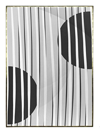 Shop365 Güneş ve Çizgiler Siyah Gri Renkler Modern Tablo Çerçeveli P-003438