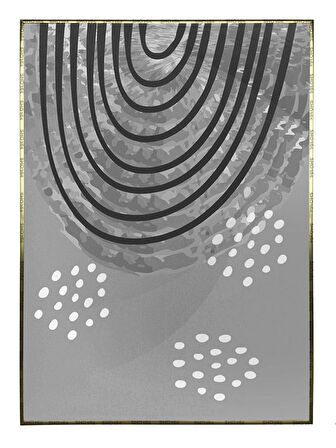 Shop365 Çizgiler ve Şekiller Siyah Gri Renkler Modern Tablo Çerçeveli P-003444