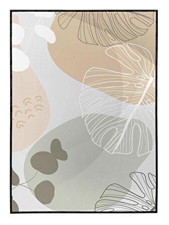 Shop365 Yapraklar ve Şekiller Karışık Renkler Modern Tablo Çerçeveli P-003461