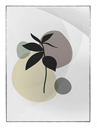 Shop365 Yapraklar ve Şekiller Karışık Renkler Modern Tablo Çerçeveli P-003463