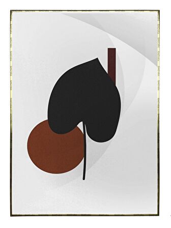 Shop365 Yapraklar ve Şekiller Karışık Renkler Modern Tablo Çerçeveli P-003467