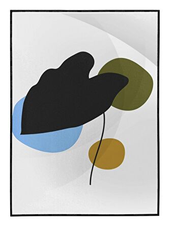 Shop365 Yapraklar ve Şekiller Karışık Renkler Modern Tablo Çerçeveli P-003475