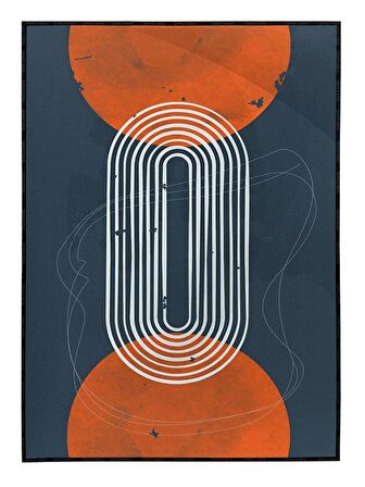 Shop365 Şekiller ve Çizgiler Mavi Turuncu Pastel Renkler Modern Tablo Çerçeveli P-003539