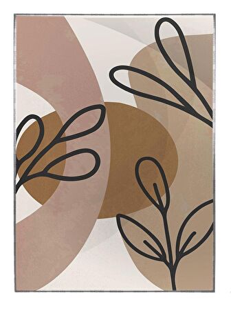 Shop365 Yapraklar ve Şekiller Karışık Renkler Modern Tablo Çerçeveli P-003563