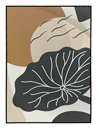 Shop365 Yapraklar ve Şekiller Karışık Renkler Modern Tablo Çerçeveli P-003574