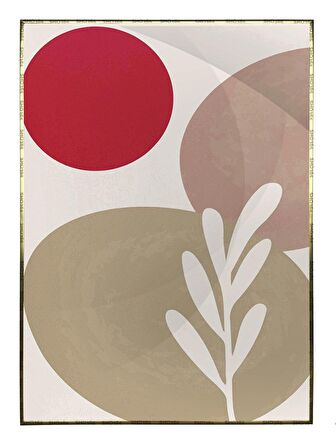 Shop365 Yapraklar ve Şekiller Karışık Renkler Modern Tablo Çerçeveli P-003580