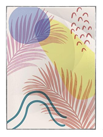 Shop365 Palmiye Yaprakları ve Şekiller Açık Tonlar Modern Tablo Çerçeveli P-003821