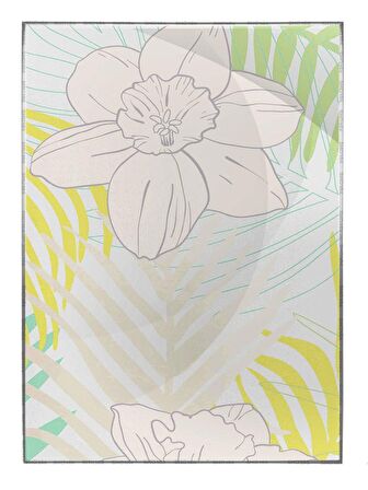 Shop365 Palmiye Yaprakları ve Çiçekler Açık Tonlar Modern Tablo Çerçeveli P-003841