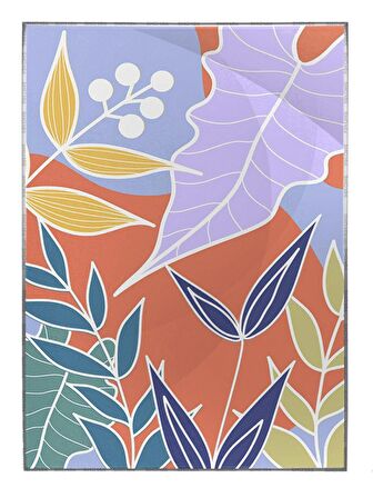 Shop365 Palmiye Yaprakları Pastel Renkler Modern Tablo Çerçeveli P-003865