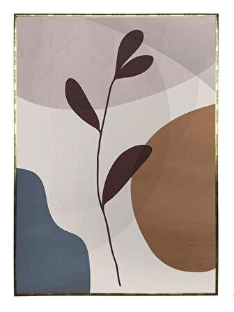 Shop365 Yapraklar ve Şekiller Karışık Renkler Modern Tablo Çerçeveli P-003936