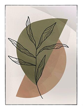 Shop365 Yapraklar ve Şekiller Karışık Renkler Modern Tablo Çerçeveli P-003944