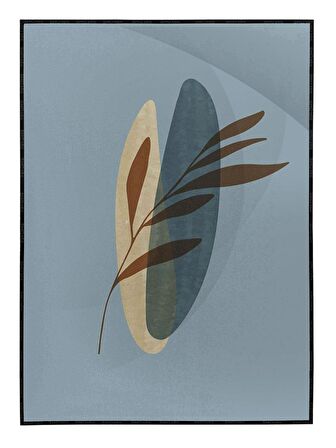 Shop365 Yapraklar ve Şekiller Karışık Renkler Modern Tablo Çerçeveli P-003947