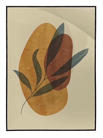 Shop365 Yapraklar ve Şekiller Modern Tablo Çerçeveli P-003948