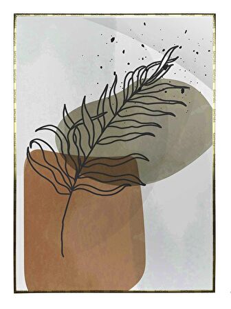 Shop365 Bitki Yapraklar ve Şekiller Modern Tablo Çerçeveli P-004030