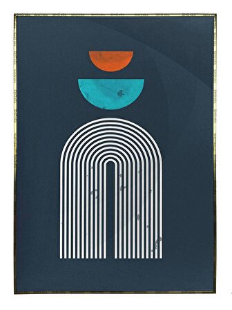 Shop365 Şekiller Desenler Çizgiler Koyu Tonlar Modern Tasarım Tablo Çerçeveli P-004189