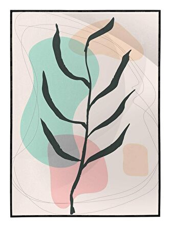 Shop365 Yaprak ve Şekiller Pastel Renkler Modern Tablo Çerçeveli P-004211