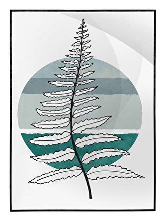 Shop365 Doğa Yaprak ve Şekiller Soft Renkler Modern Tablo Çerçeveli P-004218