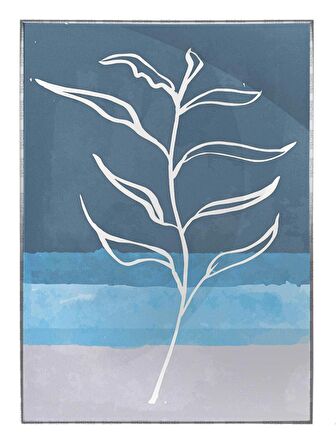 Shop365 Doğa Bitki ve Şekiller Mavi Lacivert Renkler Modern Tablo Çerçeveli P-004222