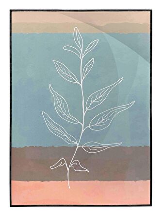Shop365 Doğa Ağaç ve Bitki Mavi Pastel Renkler Modern Tablo Çerçeveli P-004228