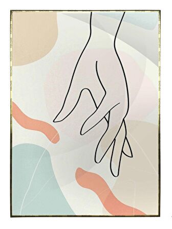 Shop365 El ve Şekiller Pastel Renkler Modern Dekoratif Tablo Çerçeveli P-004253