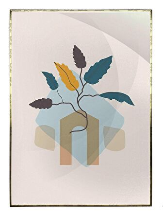Shop365 Bitki İllüstrasyonu Modernist Modern Sanat Tuval Tablo Çerçeveli P-004384