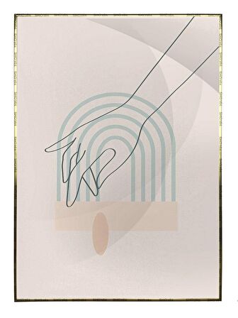 Shop365 Kadın Eli ve Şekiller Pastel Renkler Modern Tablo Çerçeveli P-004409