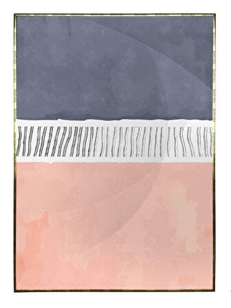 Shop365 Fırça Darbeleri ve Şekiller Pastel Renkler Modern Tablo Çerçeveli P-004426