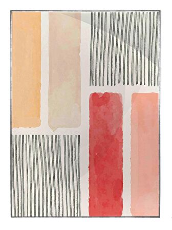 Shop365 Fırça Darbeleri ve Şekiller Pastel Renkler Modern Tablo Çerçeveli P-004437