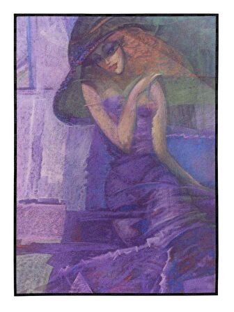 Shop365 Şapkalı Güzel Kadın Illüstrasyon Tablo Çerçeveli P-004542