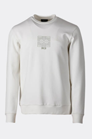 Erkek Sweatshirt Bisiklet Yaka Regular Fit Beyaz 1673