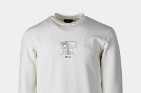 Erkek Sweatshirt Bisiklet Yaka Regular Fit Beyaz 1673