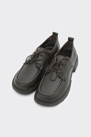 Hakiki Deri Bağcıklı Kadın Casual Ayakkabı 